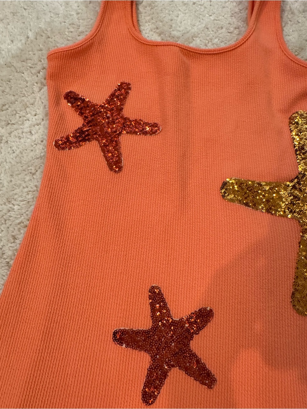 Orange Sequin Starfish Mini Dress - Picture 3 of 3